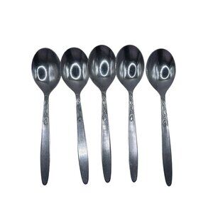 Amefa Tulip Time Stainless Steel Teaspoons Set Of 5 Discontinued Pattern From Ho